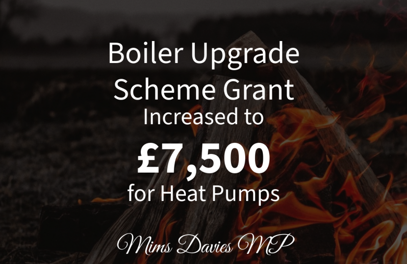 Mims Davies MP Shares - Boiler Upgrade Scheme Grant Increased To £7,500 ...